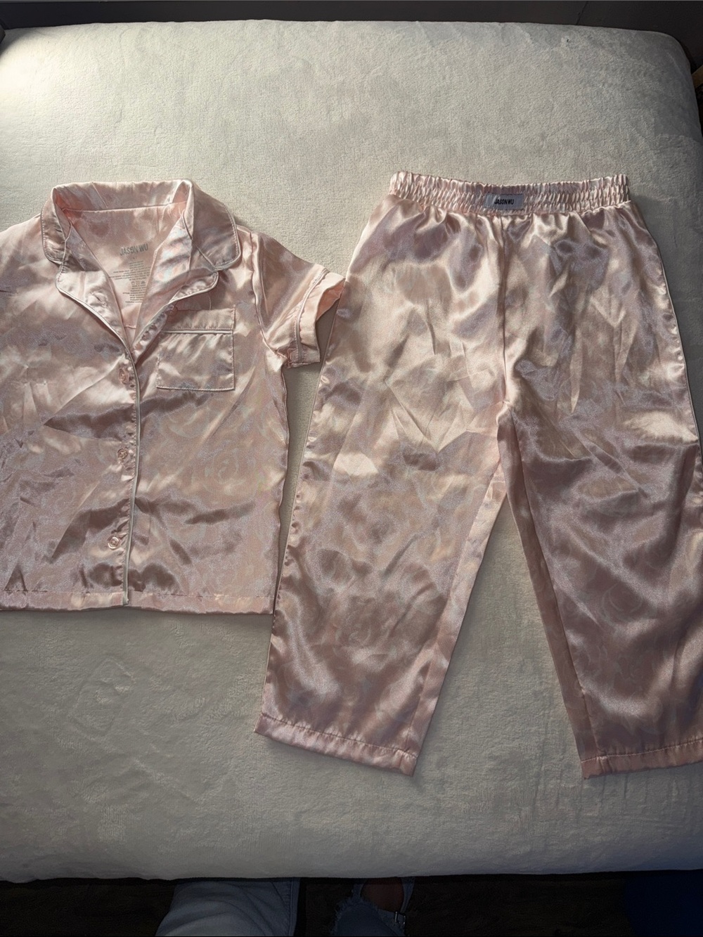 Jason Wu Girls' Satin Pajama Set in Pale Pink